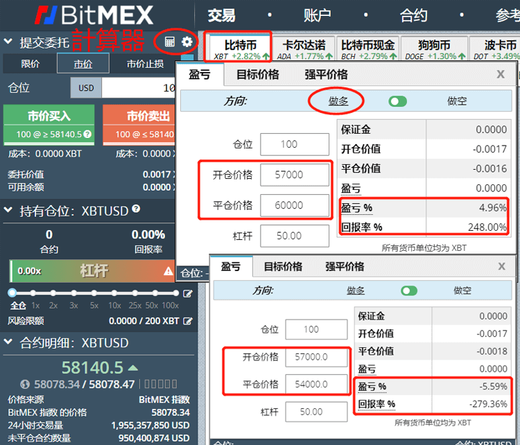 BitMEX損益計算